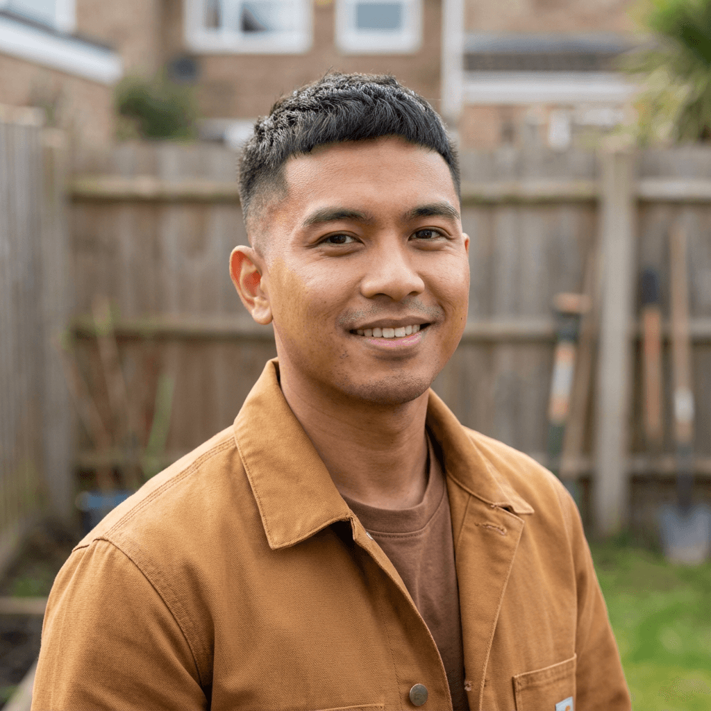 Male client with calm expression in a minimal clinic
