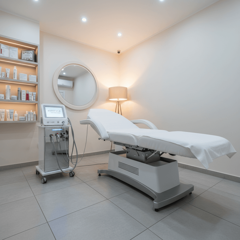 Modern treatment room with advanced cosmetic technology