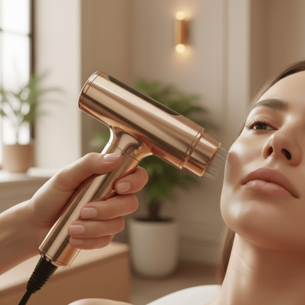 RF microneedling treatment in progress